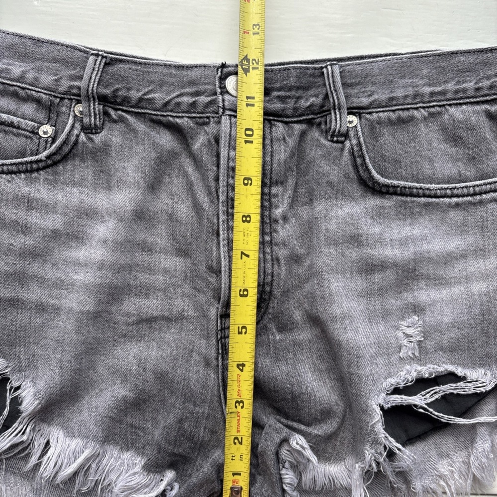 We The Free Free People Womens 31 Shorts Denim Grey Distressed Frayed Hem High - Picture 6 of 8